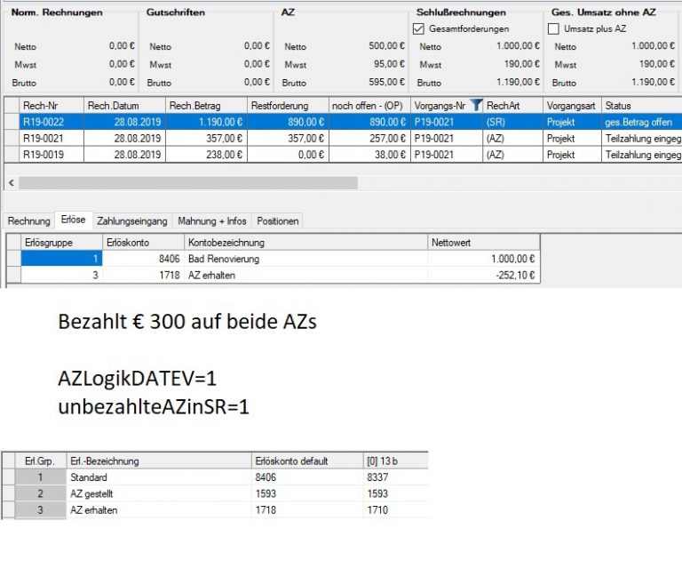 Buchung Von Erhaltenen Anzahlungen Schlußrechnung unter Berücksichtigung von erhaltenen Anzahlungen an